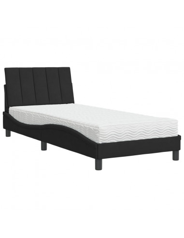 Letto con Materasso Nero 80x200 cm in Velluto