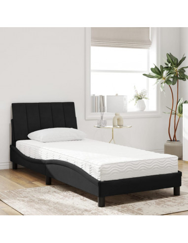 Letto con Materasso Nero 80x200 cm in Velluto