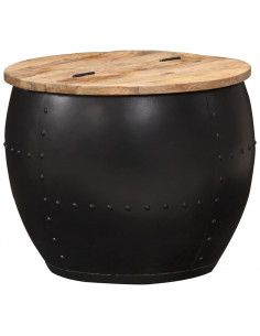 Tavolino da Caffè Rotondo 53x43 cm in Legno Massello di Mango 2