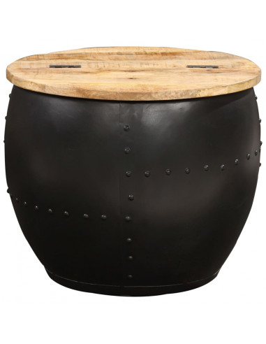 Tavolino da Caffè Rotondo 53x43 cm in Legno Massello di Mango