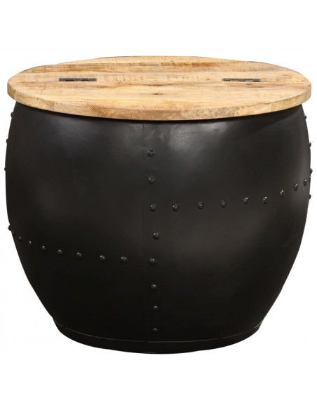Tavolino da Caffè Rotondo 53x43 cm in Legno Massello di Mango
