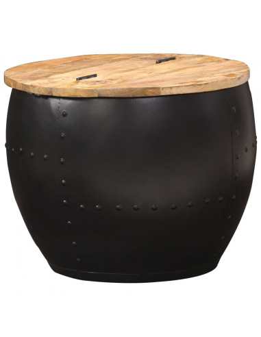 Tavolino da Caffè Rotondo 53x43 cm in Legno Massello di Mango