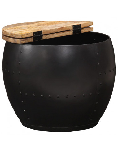 Tavolino da Caffè Rotondo 53x43 cm in Legno Massello di Mango