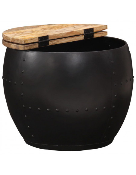 Tavolino da Caffè Rotondo 53x43 cm in Legno Massello di Mango
