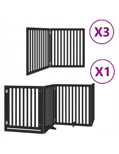 Cancello Cani Porta Pieghevole Nero 10 Pannelli 800 cm Pioppo