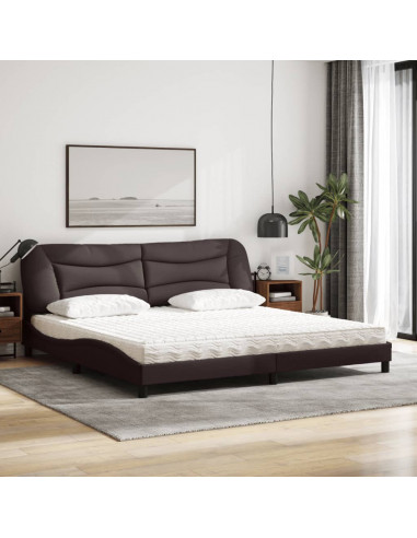 Letto con Materasso Marrone Scuro 200x200 cm in Tessuto