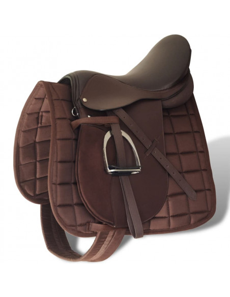Set Sella Equitazione 17,5" in pelle naturale Marrone 12 cm 5-in-1