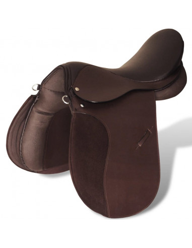 Set Sella Equitazione 17,5" in pelle naturale Marrone 12 cm 5-in-1