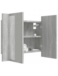 Mobile Specchio LED Grigio Sonoma 60x12x45cm Legno Multistrato 2
