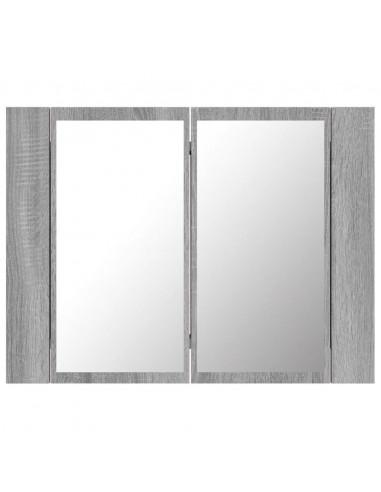 Mobile Specchio LED Grigio Sonoma 60x12x45cm Legno Multistrato