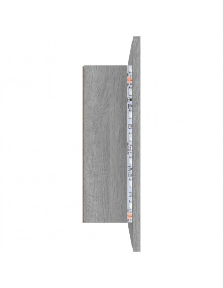 Mobile Specchio LED Grigio Sonoma 60x12x45cm Legno Multistrato