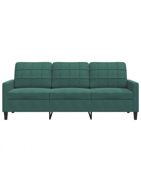 Divano a 3 Posti Verde Scuro 180 cm in Velluto