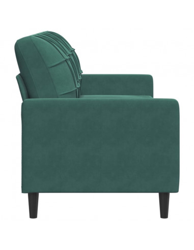Divano a 3 Posti Verde Scuro 180 cm in Velluto