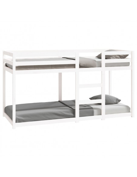 Letto a Castello Bianco 80x200 cm in Legno Massello di Pino