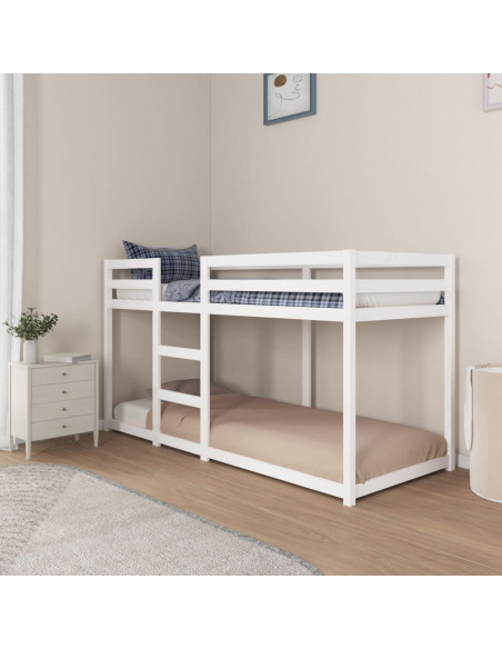 Letto a Castello Bianco 80x200 cm in Legno Massello di Pino