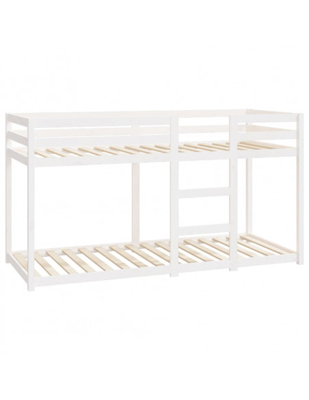 Letto a Castello Bianco 80x200 cm in Legno Massello di Pino