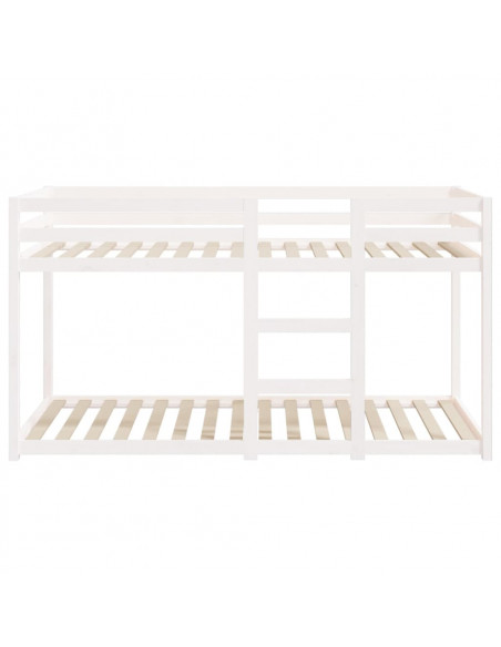 Letto a Castello Bianco 80x200 cm in Legno Massello di Pino