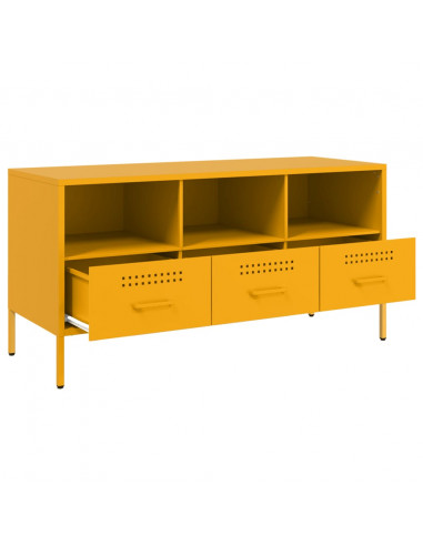 Mobile TV Giallo 100,5x39x50,5 cm in Acciaio Laminato a Freddo