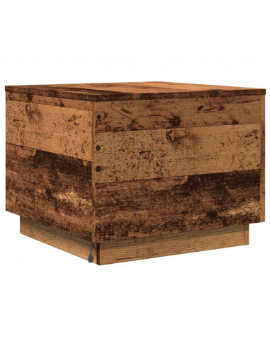 Tavolino da Salotto con Luci LED Legno Antico 50x50x40 cm