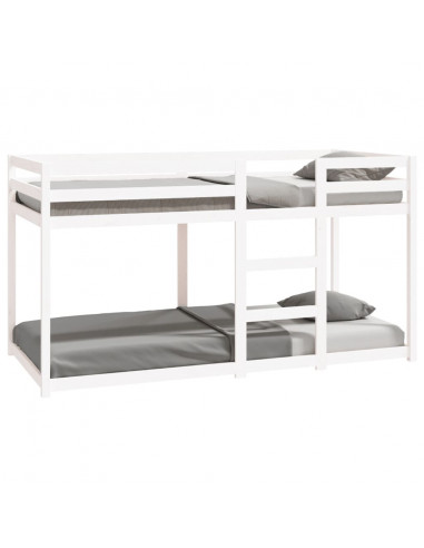 Letto a Castello Bianco 90x200 cm in Legno Massello di Pino