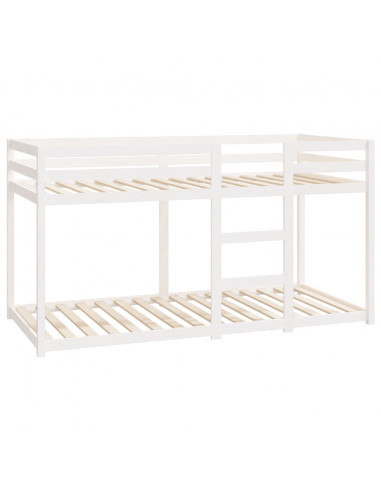 Letto a Castello Bianco 90x200 cm in Legno Massello di Pino