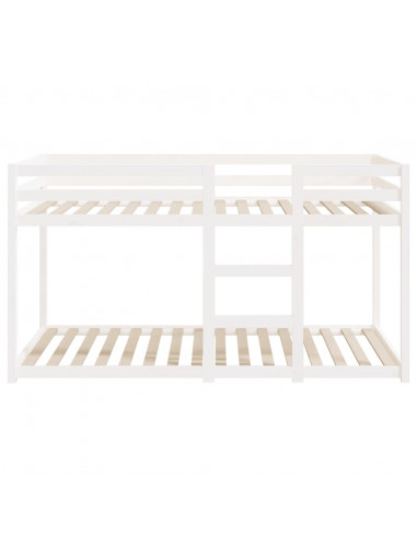 Letto a Castello Bianco 90x200 cm in Legno Massello di Pino