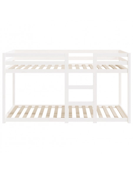 Letto a Castello Bianco 90x200 cm in Legno Massello di Pino