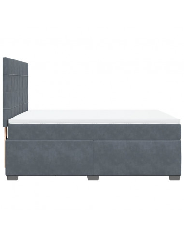 Giroletto a Molle con Materasso Grigio Scuro 140x190 cm Velluto