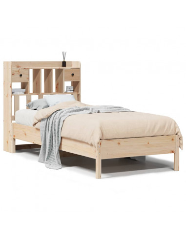 Letto Libreria senza Materasso 90x200 cm Legno Massello Pino