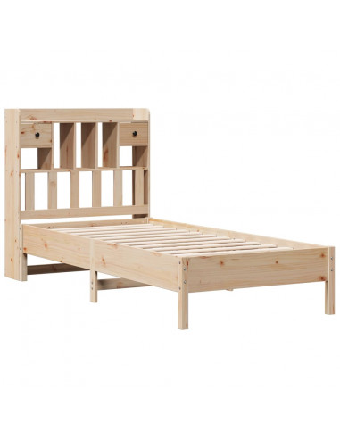 Letto Libreria senza Materasso 90x200 cm Legno Massello Pino