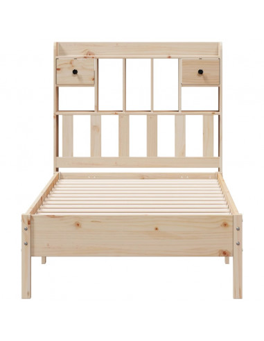 Letto Libreria senza Materasso 90x200 cm Legno Massello Pino