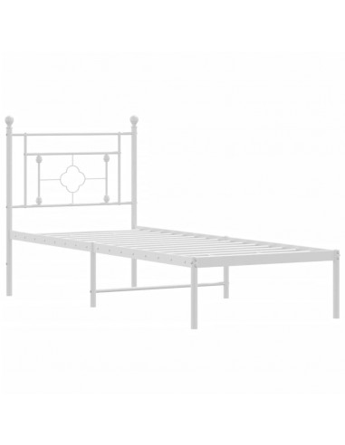 Giroletto con Testiera Metallo Bianco 75x190 cm