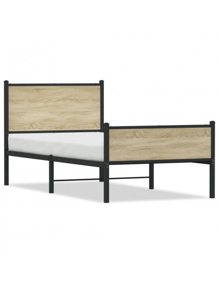 Giroletto con Testiera&Pediera Metallo Rovere Sonoma 90x190 cm