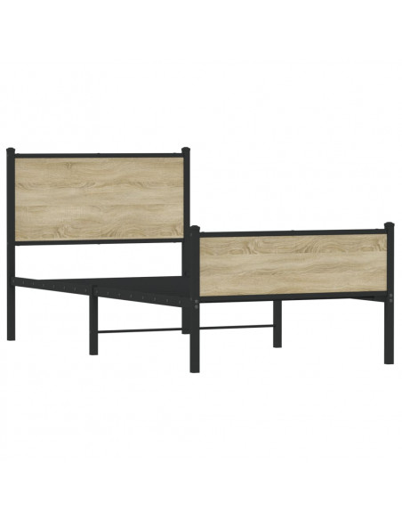 Giroletto con Testiera&Pediera Metallo Rovere Sonoma 90x190 cm