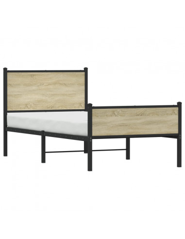 Giroletto con Testiera&Pediera Metallo Rovere Sonoma 90x190 cm