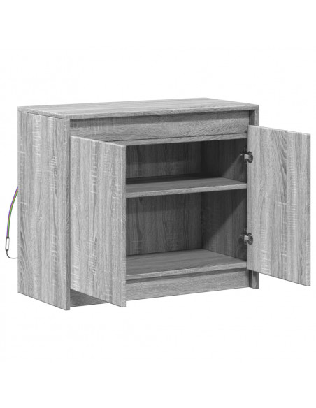 Credenza con LED Grigio Sonoma 72x34x61 cm in Legno Multistrato