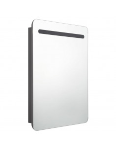 Armadietto Bagno con Specchio e LED Grigio 60x11x80 cm 2