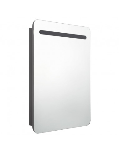 Armadietto Bagno con Specchio e LED Grigio 60x11x80 cm