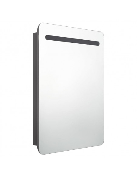 Armadietto Bagno con Specchio e LED Grigio 60x11x80 cm