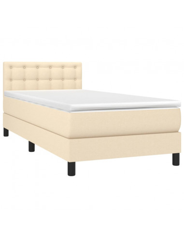 Letto a Molle con Materasso e LED Crema 90x190 cm in Tessuto