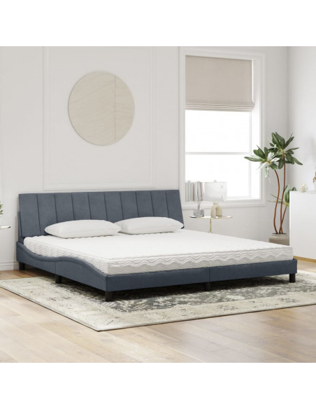 Letto con Materasso Grigio Scuro 200x200 cm Velluto