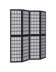 Divisorio Ambienti 4 Pannelli Nero Legno Massello di Paulownia 2