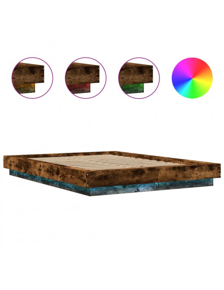 Giroletto Luci LED Rovere Fumo 135x190 cm Legno Multistrato