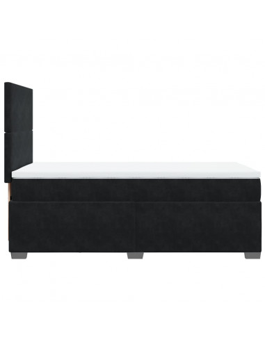 Giroletto a Molle con Materasso Nero 90x200 cm in Velluto