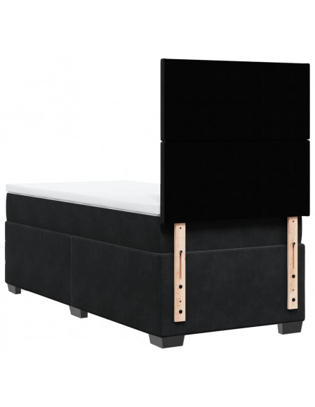 Giroletto a Molle con Materasso Nero 90x200 cm in Velluto