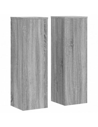 Supporti per Piante 2 pz Grigio 25x25x80 cm in Multistrato