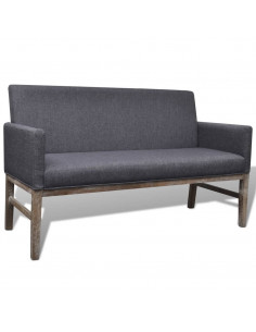 Panca con Cuscino Imbottito Tessuto Legno di Hevea Grigio Scuro 2