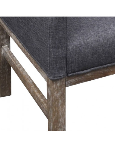 Panca con Cuscino Imbottito Tessuto Legno di Hevea Grigio Scuro
