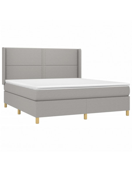 Giroletto a Molle con Materasso Grigio Chiaro160x200 cm Tessuto