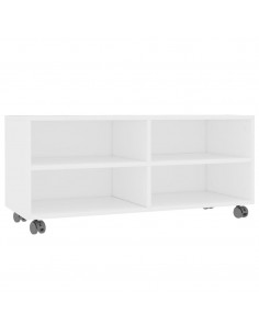Mobile TV con Ruote Bianco 90x35x35 cm in Legno Multistrato 2